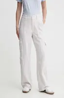Plátěné kalhoty Hollister Co. bílá barva, široké, high waist