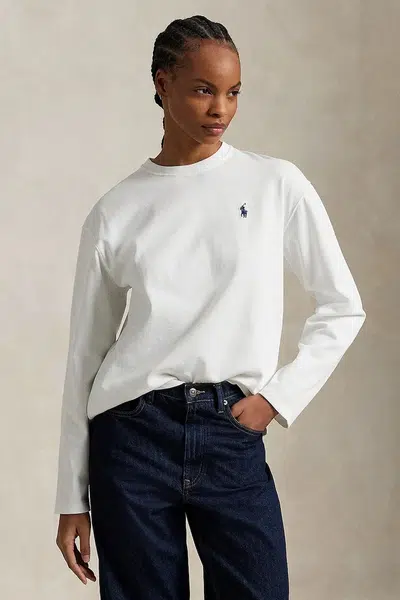 Bavlněné tričko s dlouhým rukávem Polo Ralph Lauren bílá barva, 211967105