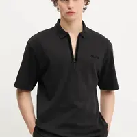 Polo tričko HUGO pánské, černá barva, s potiskem, 50542313