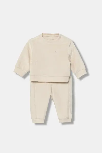 Kojenecká tepláková souprava Calvin Klein Jeans béžová barva, IN0IN00236