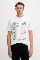 Bavlněné tričko Guess pánské, bílá barva, s potiskem, M5YI68 KBW41