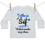 Boodyy Tričko s dlhým rukávom Tatko je šéf 134 (8-9 rokov)