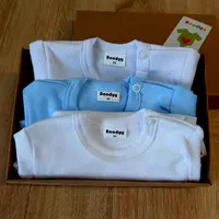 Boodyy Body s dlhým rukávom, biele, modré, 3ks 92 (18-24 mesiacov)