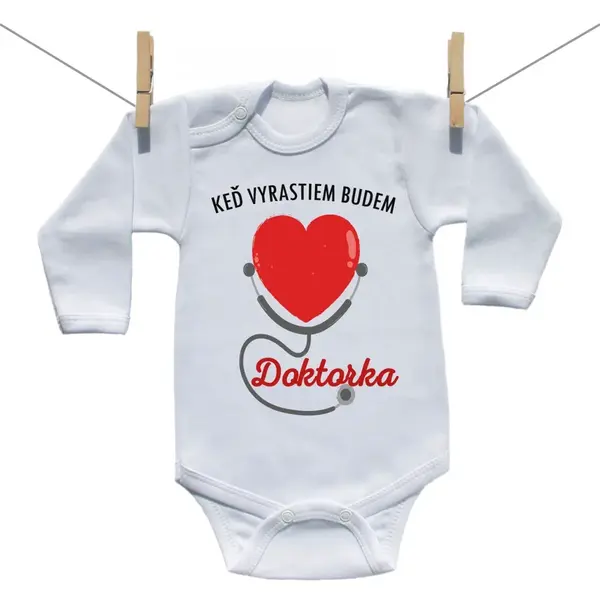 Boodyy Body s dlhým rukávom Keď vyrastiem budem doktorka 74 (6-9 mesiacov)