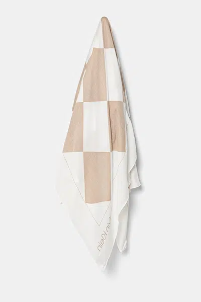 Šatka Calvin Klein dámska, béžová farba, vzorovaná, K60K613232