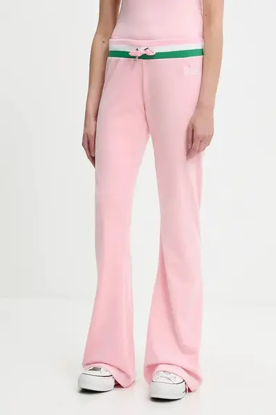 Velúrové tepláky Juicy Couture CHRISTINE STRIPE LOW RISE