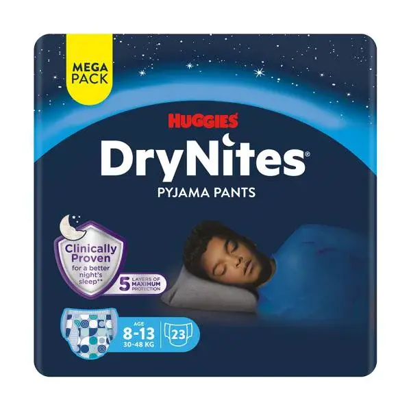 HUGGIES® Nohavičky plienkové jednorazové DryNites MEGA 30-34 kg Boy, 23 ks, L