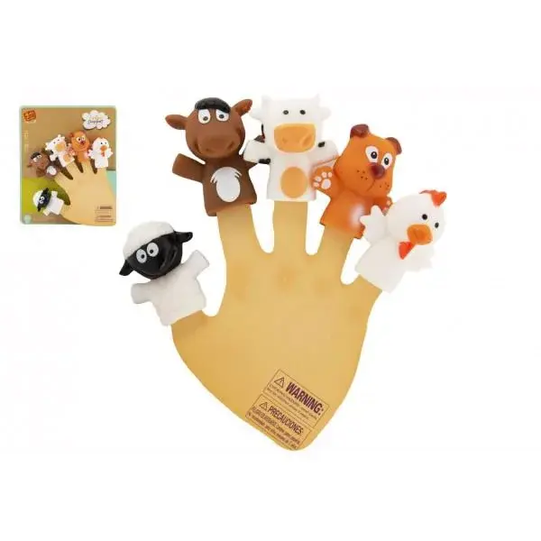 Prstová maňuška zvieratko domáca farma, guma 5cm