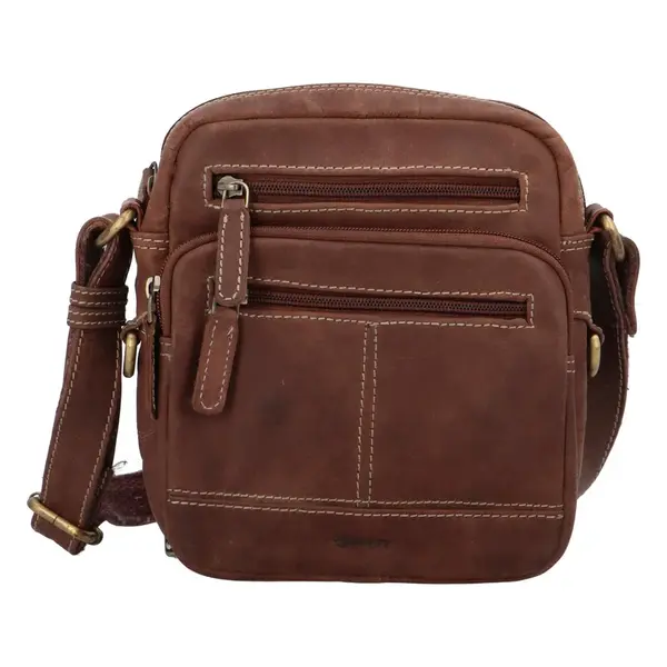 Pánská kožená crossbody taštička Boni, hnědá 11
