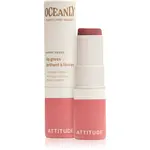 Attitude Oceanly Plastic Free Makeup lesk na rty s hydratačním účinkem odstín Happy Berry 3.4 g