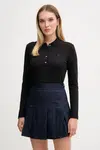Tričko s dlouhým rukávem Lacoste dámské, černá barva, PF5464