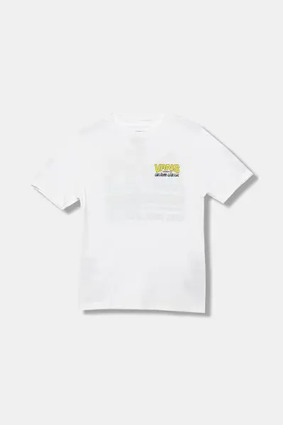 Dětské bavlněné tričko Vans Shop Front SS bílá barva, s potiskem, VN000R02WHT1