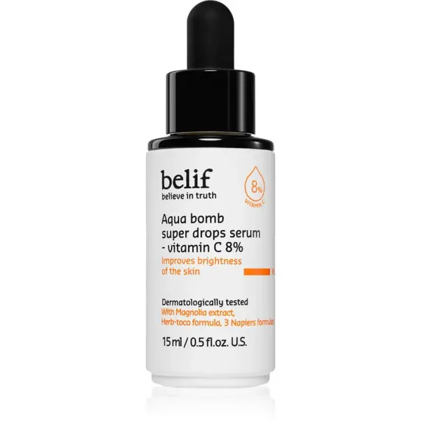 belif Aqua Bomb Super Drops Serum Vitamin C 8% rozjasňující sérum s vitaminem C s protivráskovým účinkem 15 ml