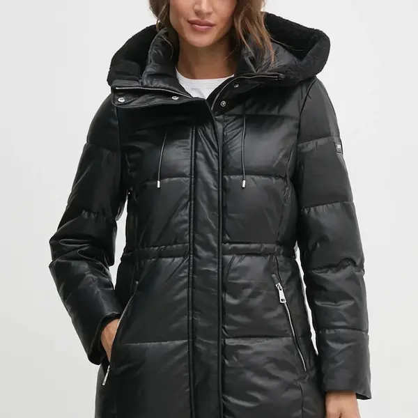 Bunda Dkny dámská, černá barva, zimní, DLEMPN75