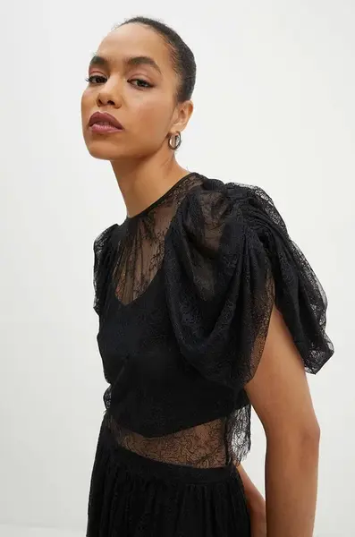 Halenka Rotate Lace Puff Sleeve Top