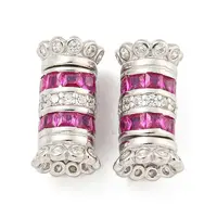 925 Sterling Silver Micro Pave Cubic Zirconia Screw Clasps