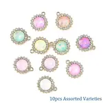 10Pcs UV Plating Alloy with Mixed Color Glass Rhinestone Pendants