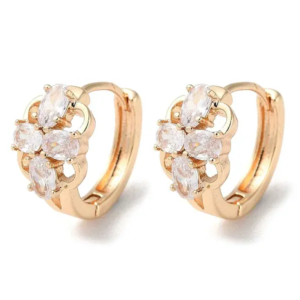 Rack Plating Brass Micro Pave Cubic Zirconia Hoop Earrings