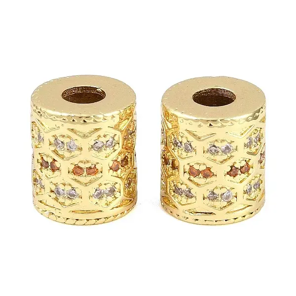 Brass Micro Pave Cubic Zirconia European Beads