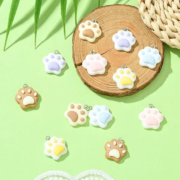 12Pcs 6 Colors Opaque Resin Pendants