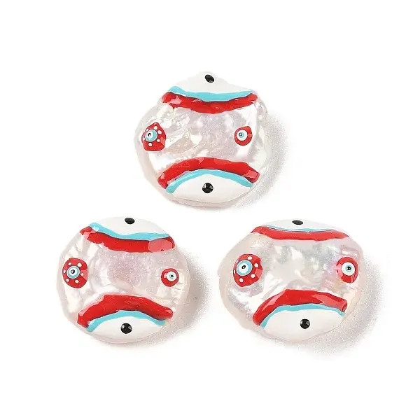 Natural Keshi Pearl Enamel Beads