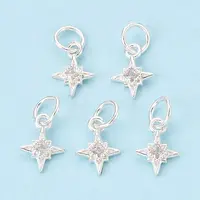 925 Sterling Silver Pave Clear Cubic Zirconia Star Charms