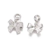 Brass Micro Pave Cubic Zirconia European Dangle Charms