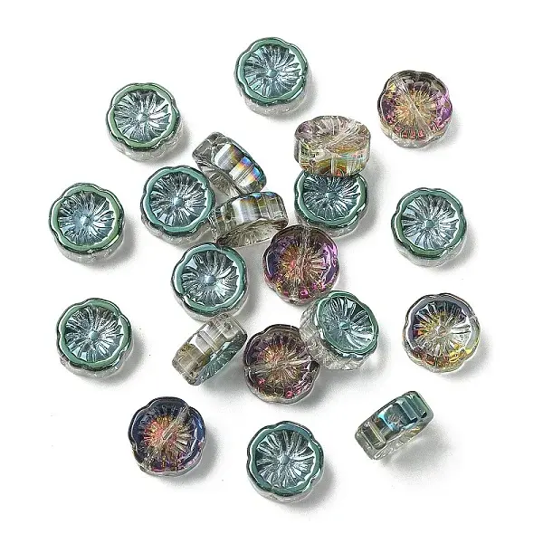 20Pcs Half Plated Electroplate Glass Transparent Beads Strands