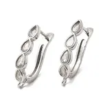 Teardrop Brass Micro Pave Clear Cubic Zirconia Hoop Earring Findings