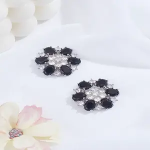 2Pcs Brass Cubic Zirconia Shank Buttons