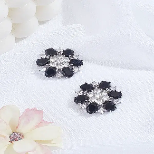 2Pcs Brass Cubic Zirconia Shank Buttons