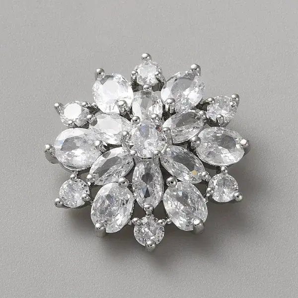 Brass Micro Pave Cubic Zirconia Buttons