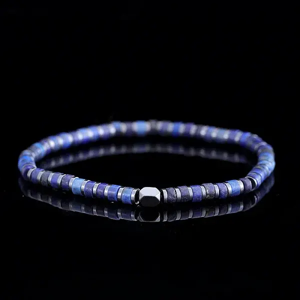 Dyed Natural Imperial Jasper & Synthetic Non-magnetic Hematite Beads Stretch Bracelets for Men