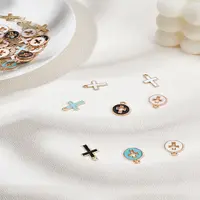 48Pcs 8 Styles Alloy Enamel Pendants