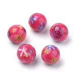 Opaque Flower Printed Acrylic Beads