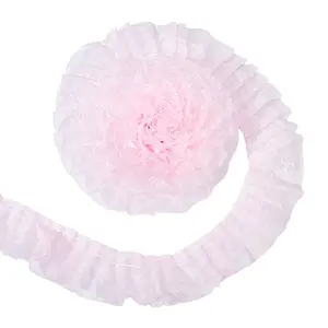 10 Yards Polyester Pleated Flower Lace Trim