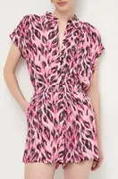 Kraťasy Silvian Heach dámské, růžová barva, vzorované, high waist