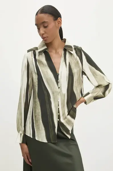 Halenka Answear.LAB dámská, zelená barva, vzorovaná