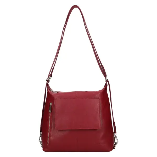 Dámska kožená kabelka/batoh SendiDesign Jena - tmavo červená