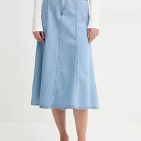 Džínová sukně Levi's modrá barva, midi, áčková, A8730