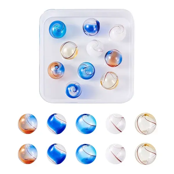 10Pcs 5 Colors Transparent Handmade Blown Glass Globe Beads