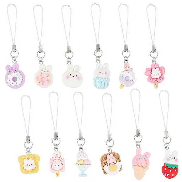 Cute Rabbit Resin Mobile Straps