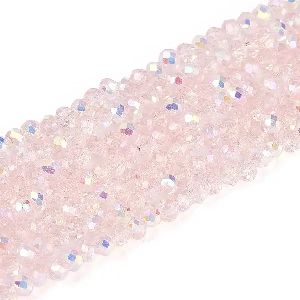 AB Color Plated Transparent Glass Rondelle Beads Strands