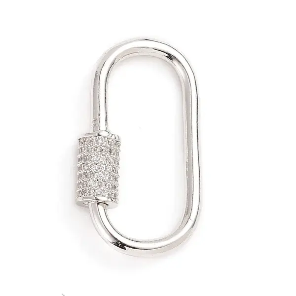 Brass Micro Pave Clear Cubic Zirconia Screw Carabiner Lock Charms