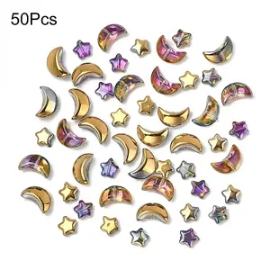 50Pcs 2 Styles Electroplate Glass Beads