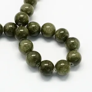 Natural Dyed Yellow Jade Gemstone Bead Strands