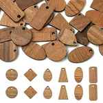 30Pcs 6 Styles Walnut Wood Pendants