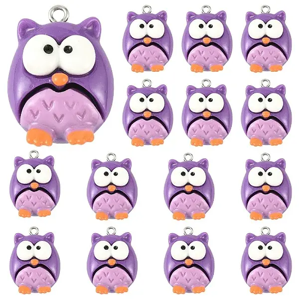 15Pcs Opaque Resin Pendants