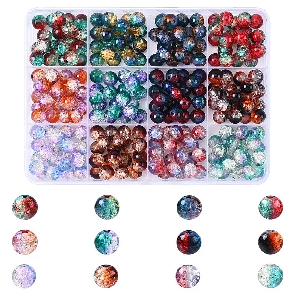 DIY Round Crackle Glass Beads Bracelets Making Kits