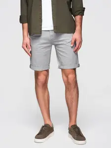 Ombre Men's classic chino shorts with rolled up leg - grey